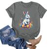 Women's Easter Bunny Print Neck Short Sleeve T-Shirt Top
