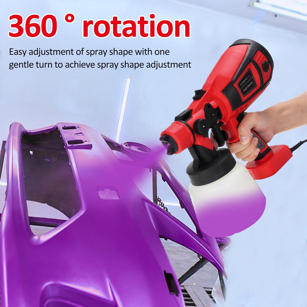 Paint Sprayer, 650W HVLP Electric Spray Paint   1400ml Container with 6 Copper Nozzles 3 Spraying Effects for Indoor and Outdoor Furniture, Fences, 