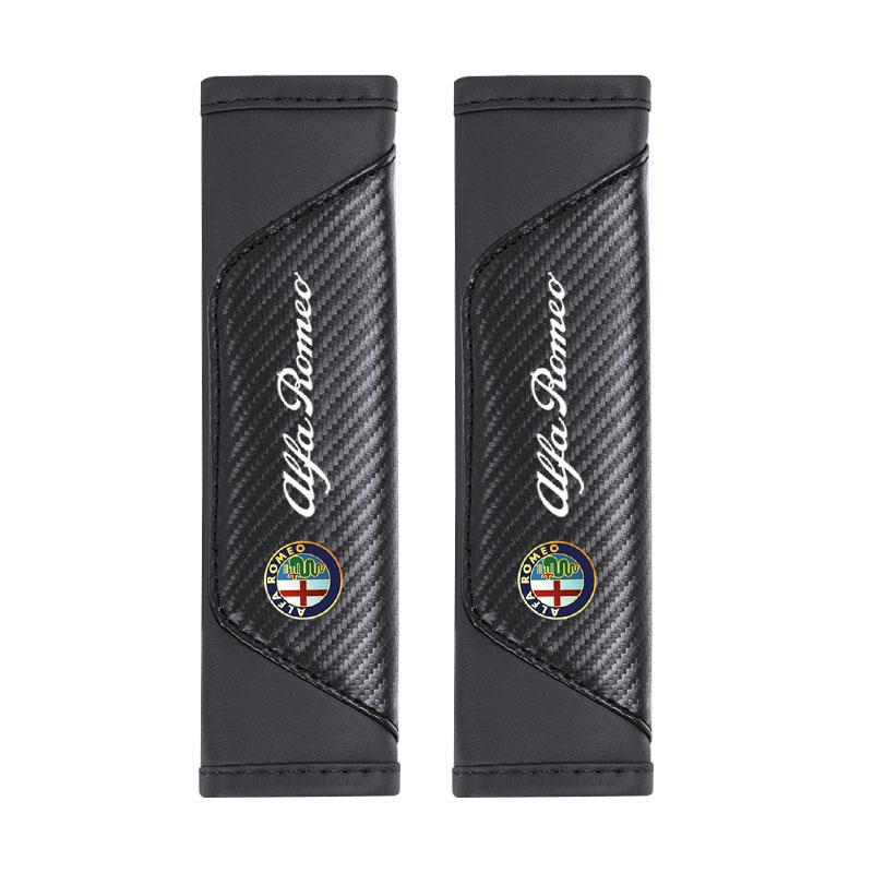 Keychain Leather Car Seat Belt Shoulder Cover Breathable Protection Safety SeatBelt Pad For Alfa Romeo 4C 159 166 Giulia 156 GT
