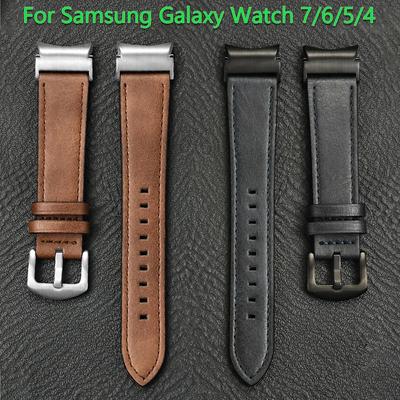 Кожаный ремешок без зазоров для Samsung Galaxy Watch 7 6 5 4 40мм 44мм Браслет для Galaxy Watch 6Classic 43 47мм 5Pro 45мм