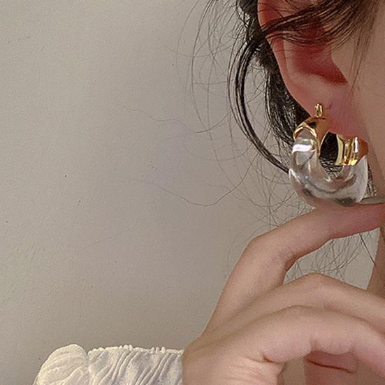 1 Pair Resin Earrings All-match Decorative Glossy Retro Stud Hook Hoop