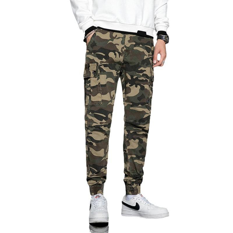 New men's, American ruffian handsome versatile sports tote overalls, camouflage loose casual pants elastic