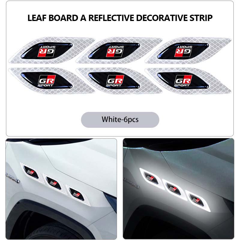 For S6 Car Reflective Badge Auto Side Body Fender Safety Warning Sticker GRsport Hilux Aygo Yaris Corolla Rav4 CHR Auris JH6