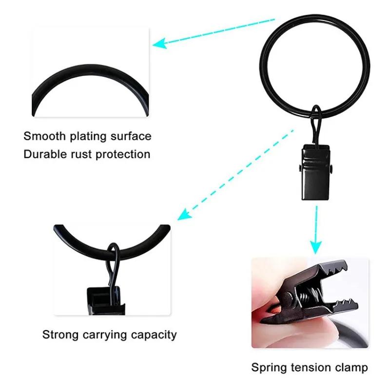 10PCS Curtain Hanging Clips Metal Clip Rustproof Curtain Rods Holders Hangers Split Curtain Rings Buckles Eyelets Grommet Bra