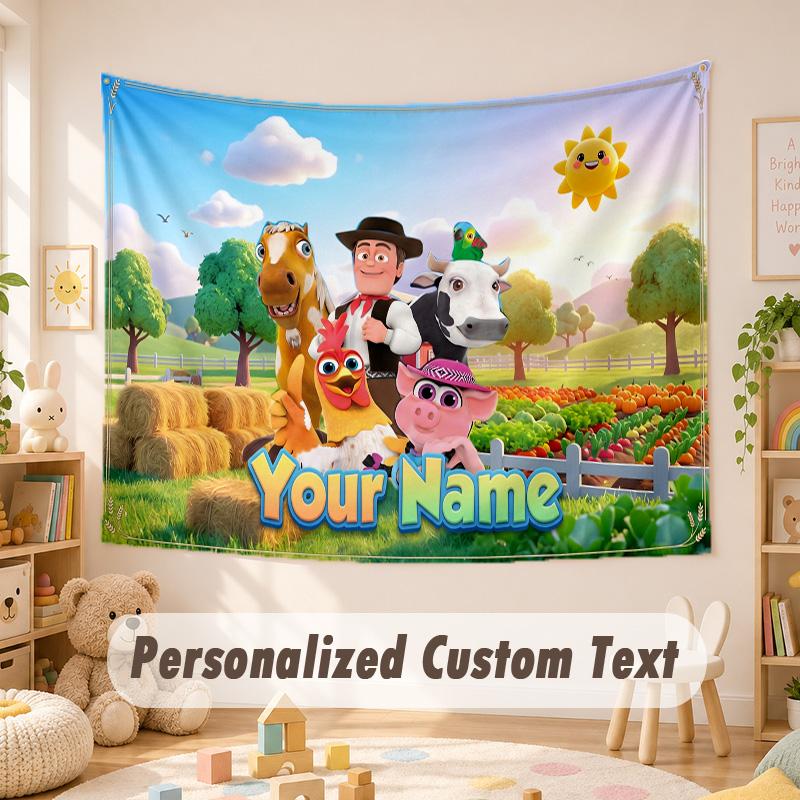 Custom Name Text Tapestry,La Granja de Zenón Boho Wall Hanging, Decorative Backdrop Tapestry For Room
