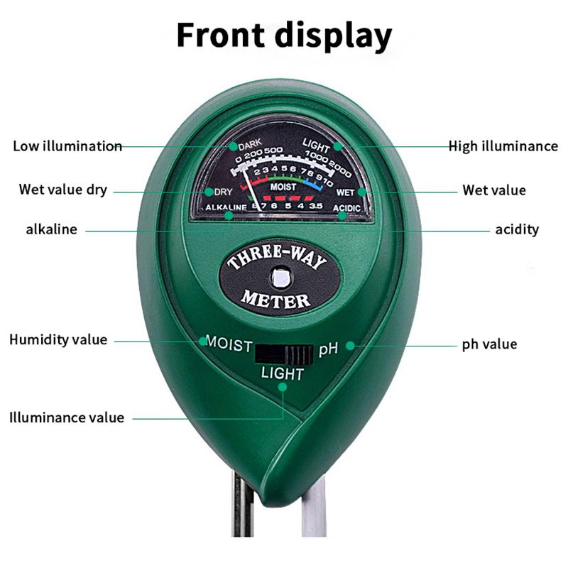 Plant Test Flower Instrument Tool 3 In 1 Soil Meter Moisture Light Ph Testers With 2 Probes Soil Monitor For Garden
