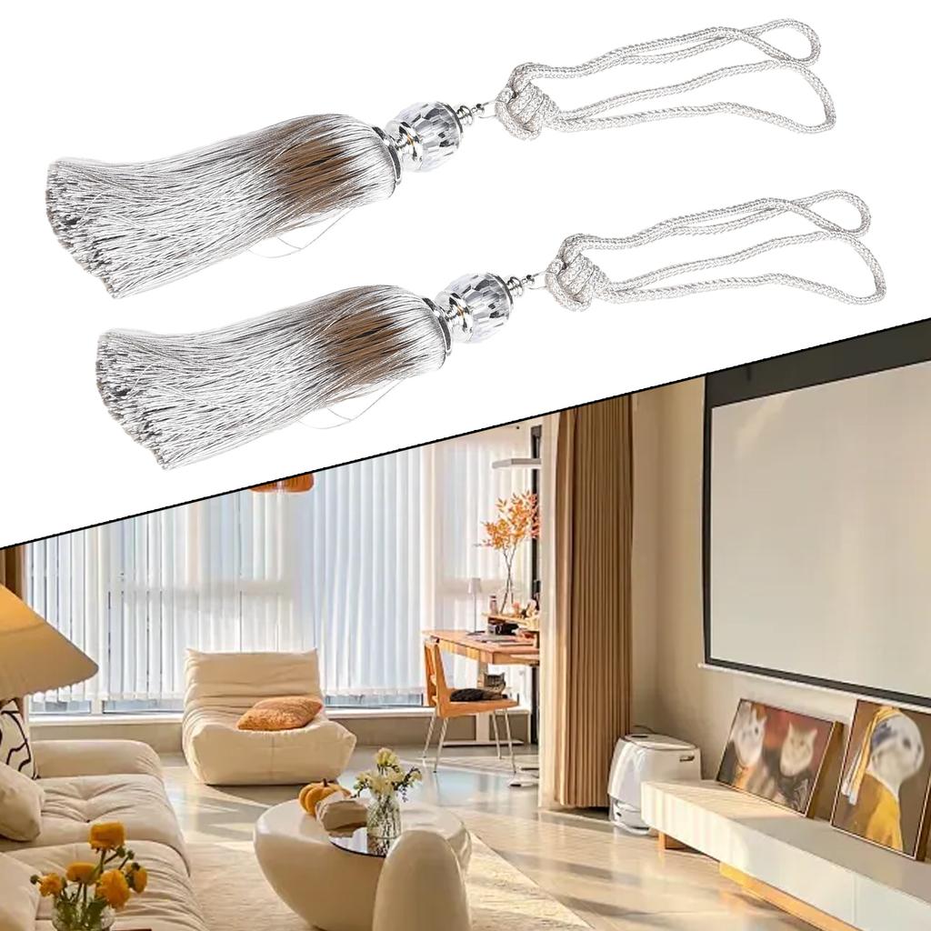A Pair Of Luxury Curtain Holdbacks With Tassel Tiebacks And Beaded Ball