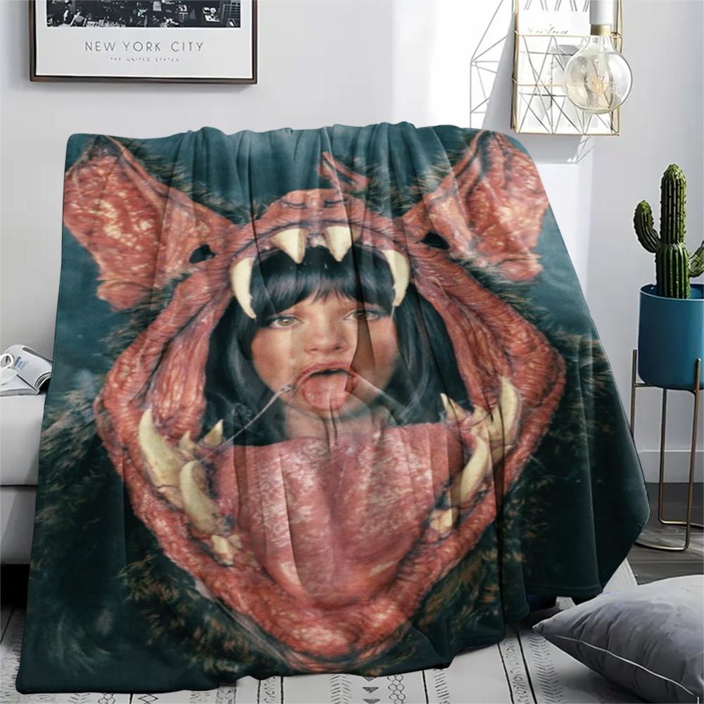 1PC Melanie Martinez Print Flannel Blanket, High quality Comfortable for All Seasons, Home Decor, Warmth and Comfort, Perfect for Christmas Gifts