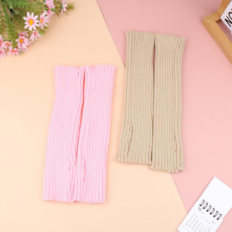 Женские вязаные теплые длинные перчатки без пальцев, зимние варежки с однотонными рукавами и рукавами, повседневная мягкая одежда для девочек, перчатки в стиле панк