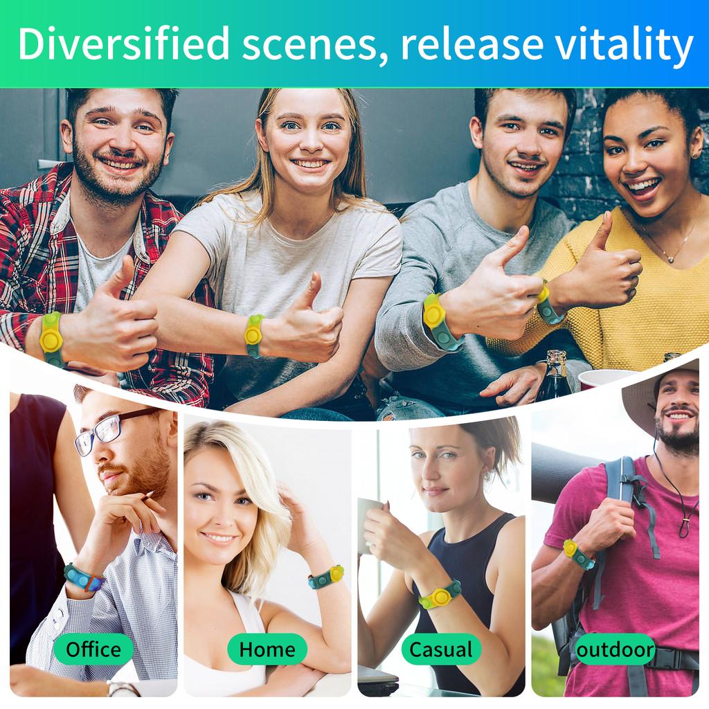 Bubble Sensory Fidget Toy Silicone Wristbands Bracelets, Anxiety Stress Reliever, Funny and Multiple Ways to Play, Sport Bands / Wrist Straps for Men