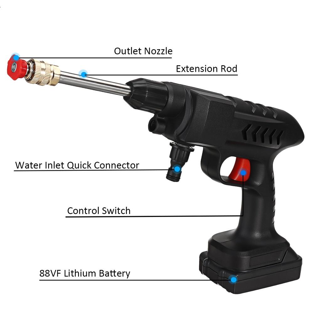 88VF Беспроводная мойка высокого давления Водяные пистолеты-распылители с аккумулятором 16000 мАч Машина для мойки и чистки автомобилей для аккумулятора 18 В 1300 Вт