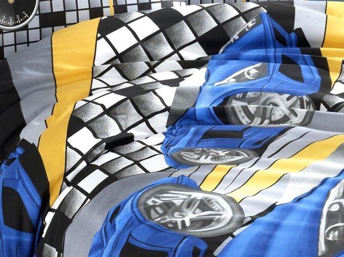 Parure de lit - SPEED - Bleu - 140x200 cm - 80% Coton - Imprimé