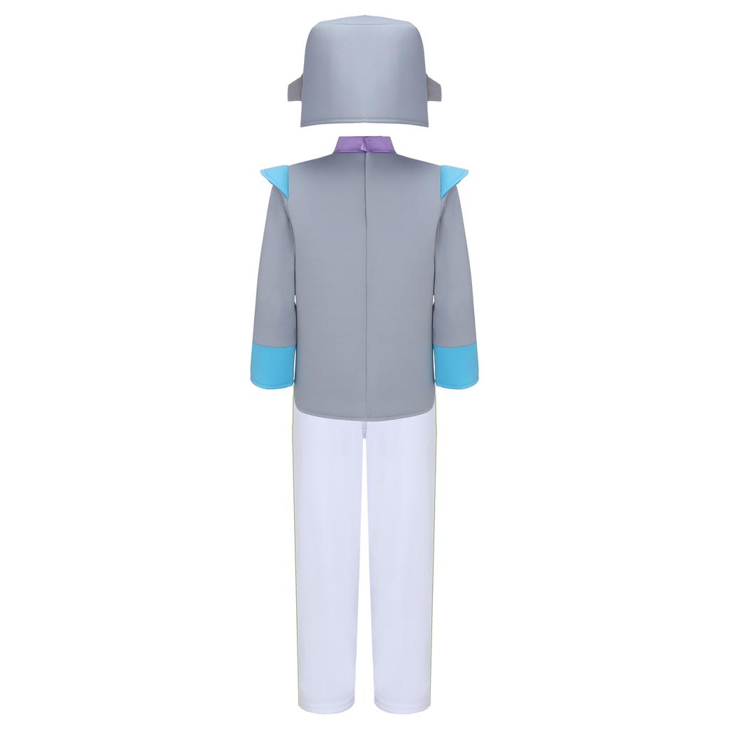 Unisex Kids Robot Costume Long Sleeve Colorful Printed Top Elastic Waistband Pants Cute Robot Headgear Cosplay Halloween Set