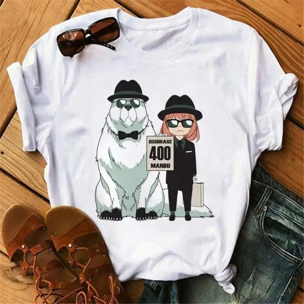 Аниме Spy X Family Футболка Женская Японская Мода Харадзюку Футболки с Коротким Рукавом Летние Топы Каваи О-Образный Вырез Женская Футболка Топ