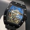 Б/У Новый часы Richard Mille типа кварцевые часы-оммаж резиновый бочкообразный скелетон черный