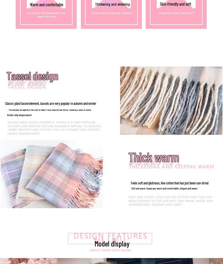 Новый клетчатый шарф в корейском стиле: Теплая, Утолщенная Осенне-Зимняя Шаль для Женщин и Студентов - Милый Утеплитель для Шеи в Стиле Интернет-Знаменитости