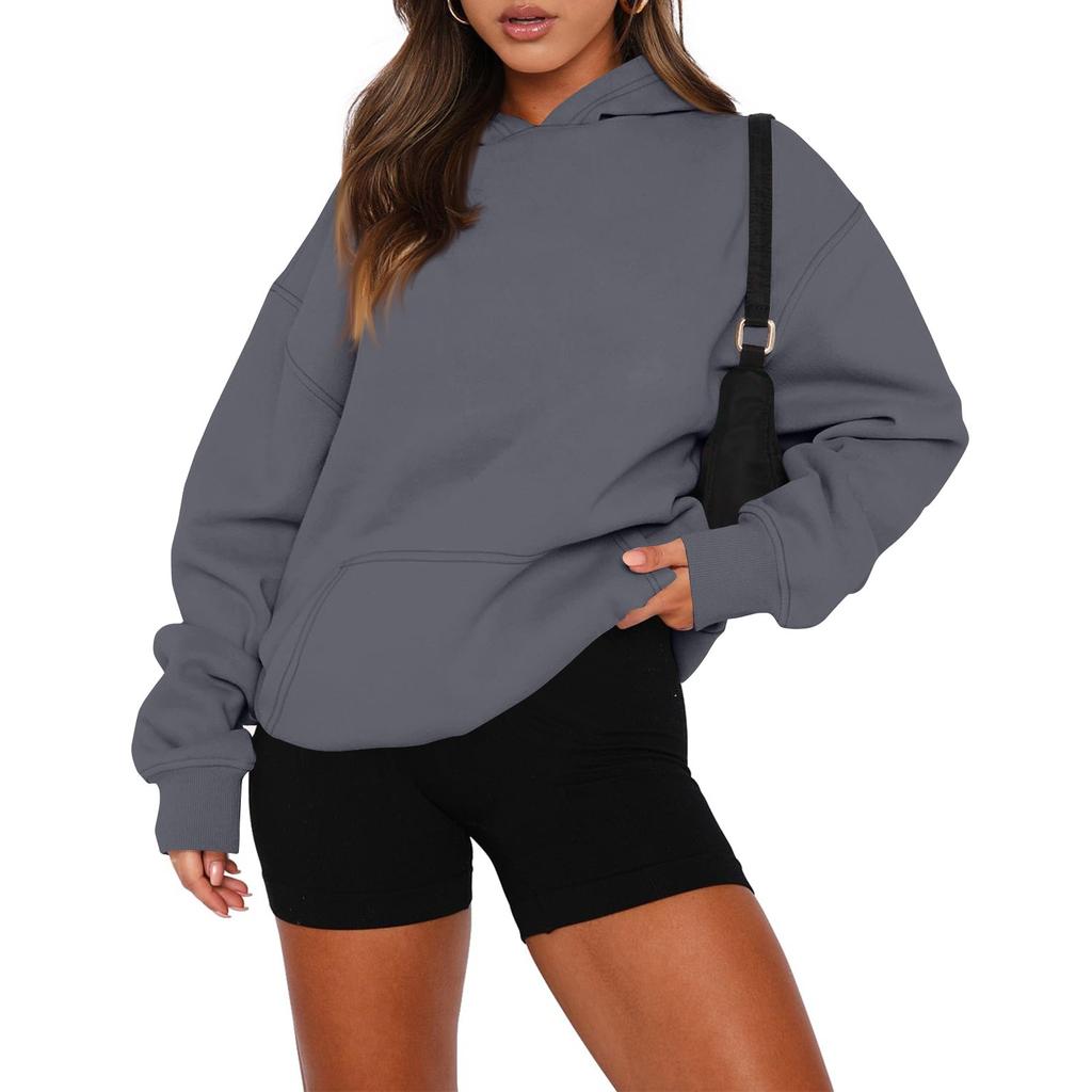 Женский свободный свитшот с круглым вырезом и длинными рукавами, повседневный свободный крой на шнурке
