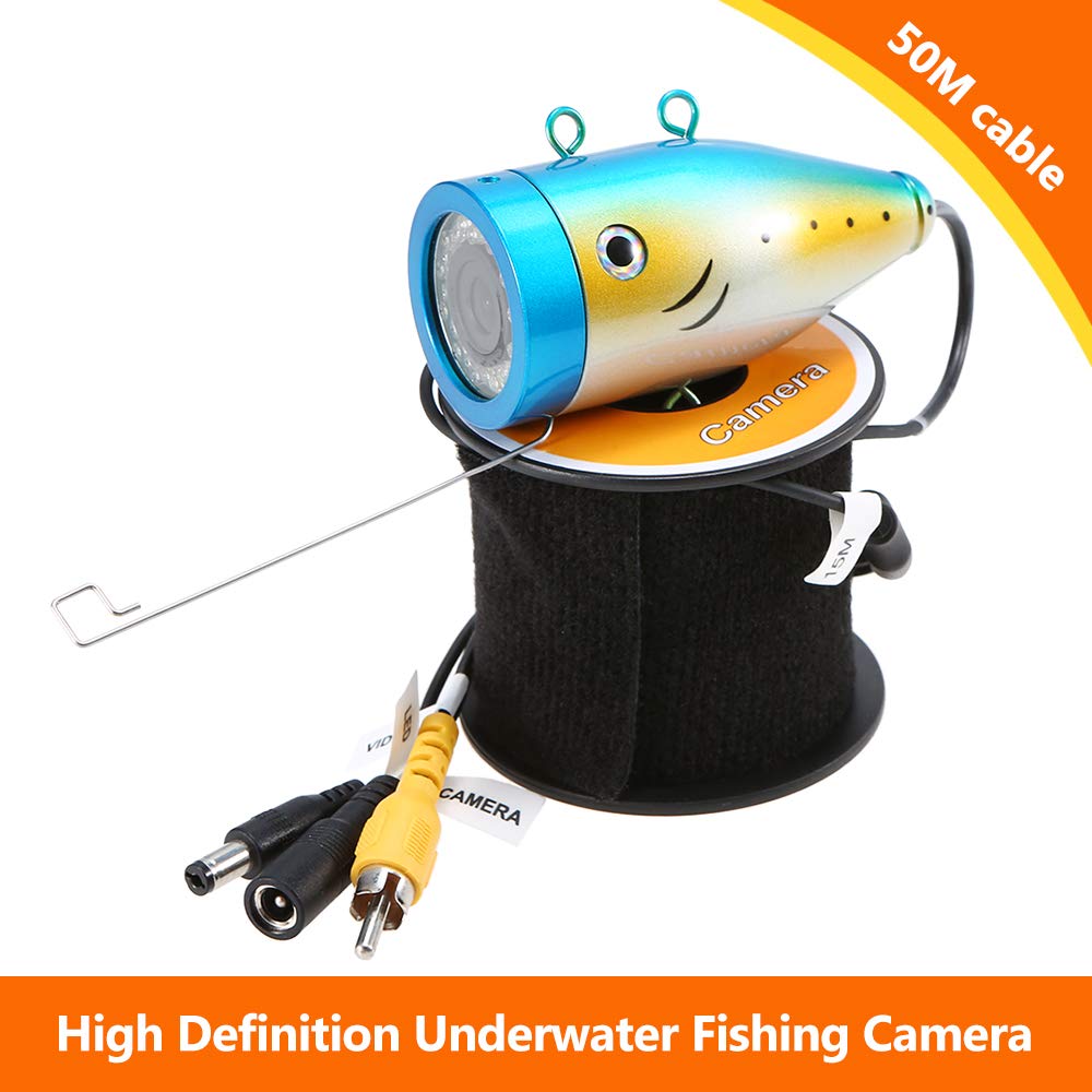 HEIYE Portable Ice Fishing Camera with 1000 Waterproof Underwater Fishing Camera Kit with 24 LEDs and Fish Finder for Ice Lake Boat 50m 7" Monitor,