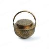 Antique Dhoop Dani Pot | Vintage & Heritage Decor Incense Dhoop Holder | Iron | Round | Antique Golden Finish | Size (L5 X W5 X H8 Inches)