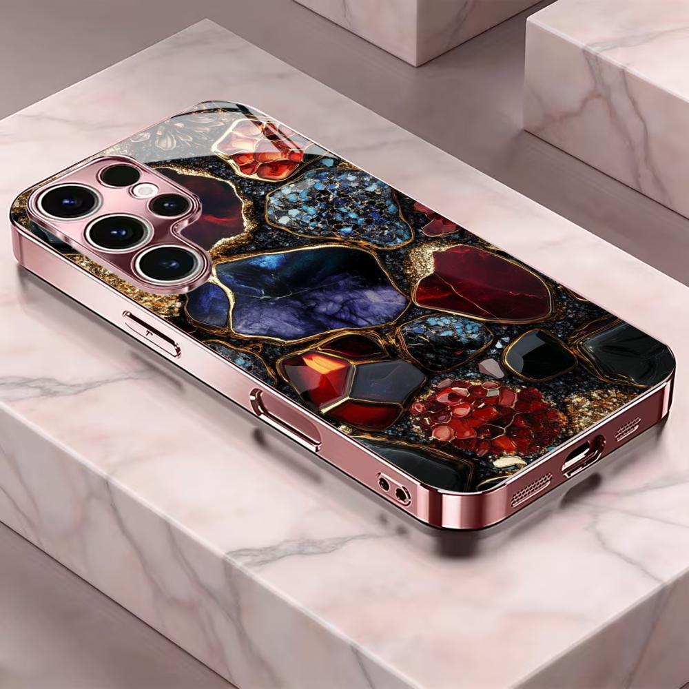 Цветные камни Чехол для телефона стеклянный чехол для телефона для Samsung Galaxy S26 22 23 24 25 PLUS S21 22 23 24 25 ULTRA