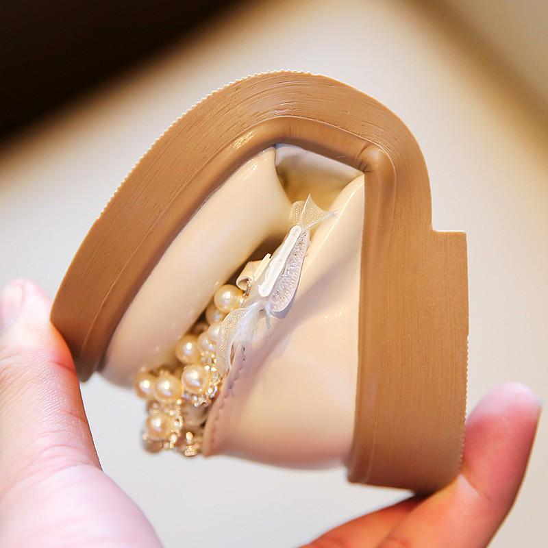 Весенне-осенние детские кожаные туфли для девочек, свадебные туфли на день рождения с жемчугом, одинарные туфли, детская обувь принцессы черного, бежевого цвета