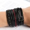 Vinatge Gothic Punk Skull Star Metal Multilayer Leather Bracelet Men Bracelets & Bangles Male Arm Jewelry