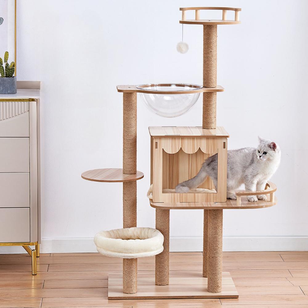 Multi-level Cat Tree with Cat's Nest Cat Scratch Board Stable Space Capsule Wear Resistant Cat Tower Kitty Play Cat Tree House