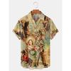 Мужская рубашка Hawaiian Cowboy с крутым цифровым принтом 3D размера плюс, мужская верхняя одежда Western America с карманом в винтажном стиле, летняя верхняя одежда