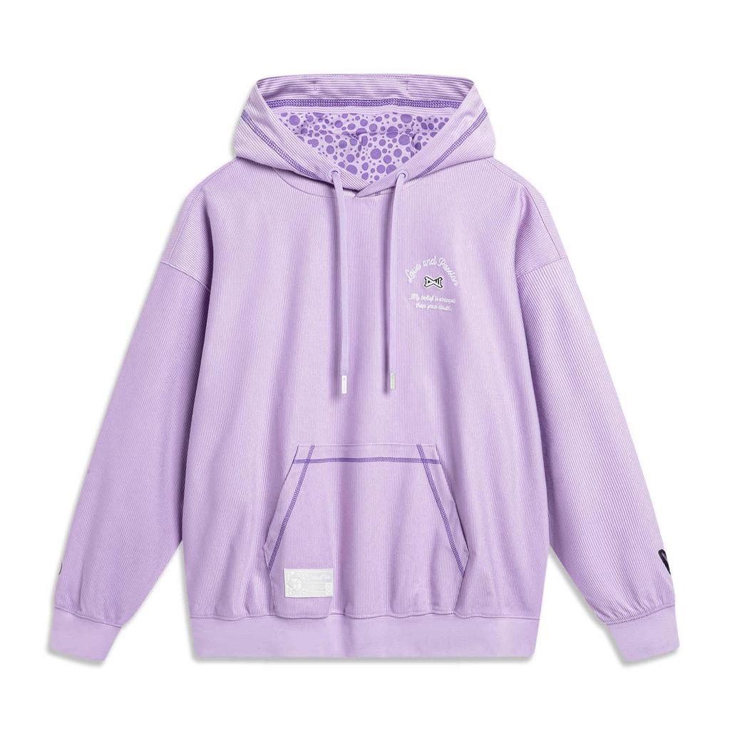 Li Ning Sports Lifestyle Series Wade Christmas Series Letter Hooded Comfortable Breathable Universal Loose Sweatshirt Men sweatshirt Purple AWDU653-3