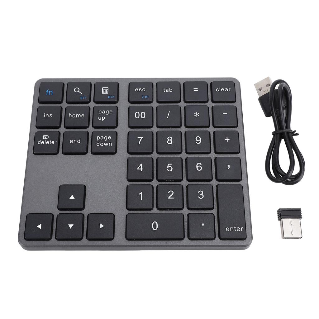 35 Keys Numeric Keyboard with Receiver 2.4G Wireless BT5.0 BT3.0 Number Keypad for OS X Laptop