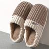 Home Cotton Slippers Women Winter Large Size Striped Plush Slippers Men Indoor Home Warm Cotton Slippers Men
