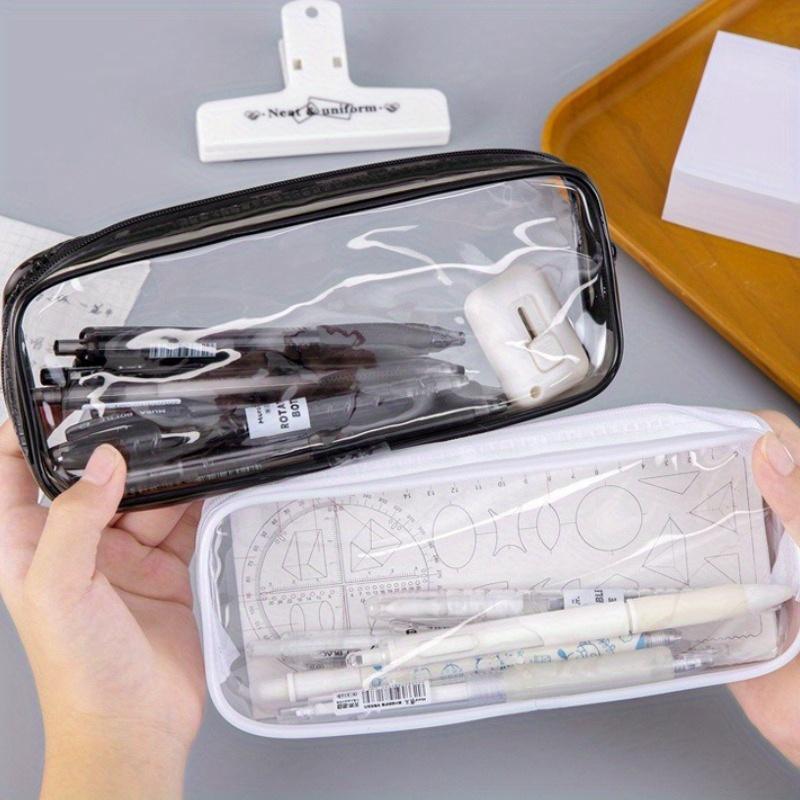 1pc Transparent Pencil Case Large Capacity Pen Box for Girls Cosmetic Bag Stationery Office School Supplies