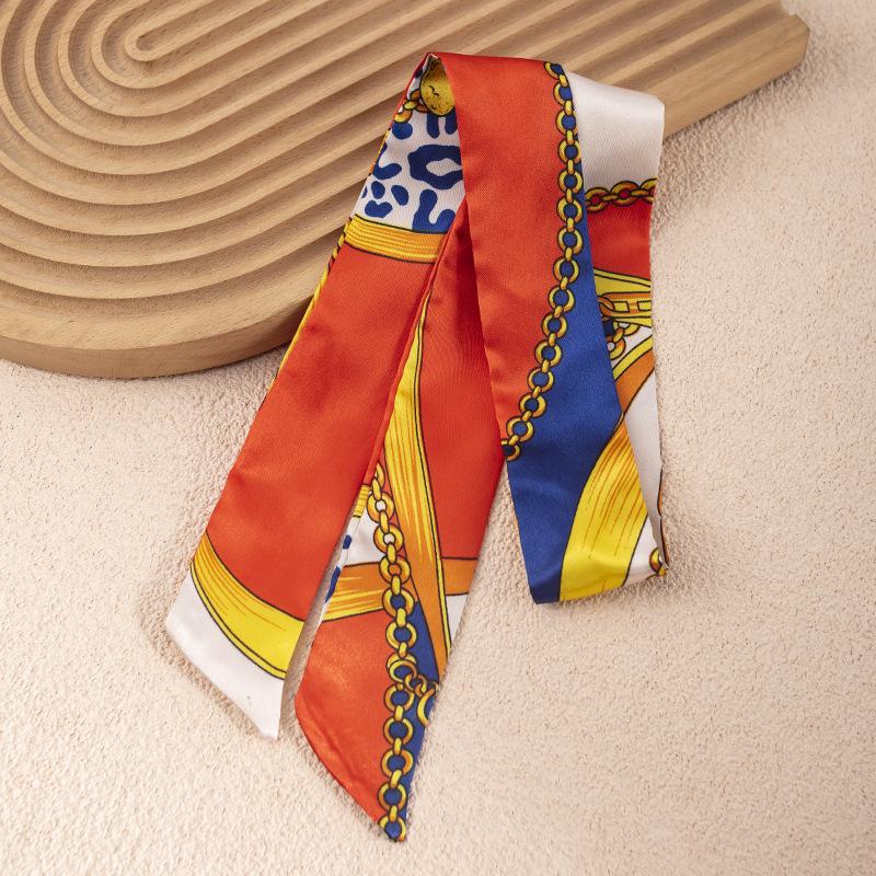 Women's Red Double-Sided Silk Scarf: Versatile Ribbon for Professional OL Wear or Headband, Perfect for Spring/Summer Korean Fashion.