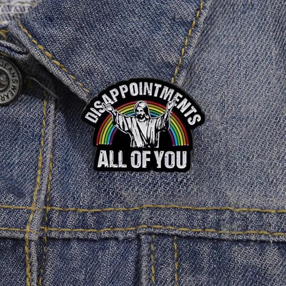 Fashionable Jesus Pin Humorous Expression Jewelry Humorous Jesus Enamel Brooch Pins for Jackets Bags Retro Multi for Women