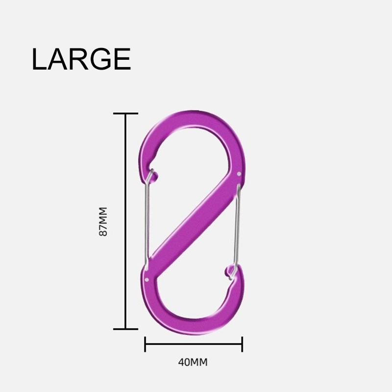 S-образный двойной карабин, брелок, замки-молнии для рюкзаков, карабин, скользящий замок, алюминиевый сплав, большой, средний, маленький карабин для кемпинга