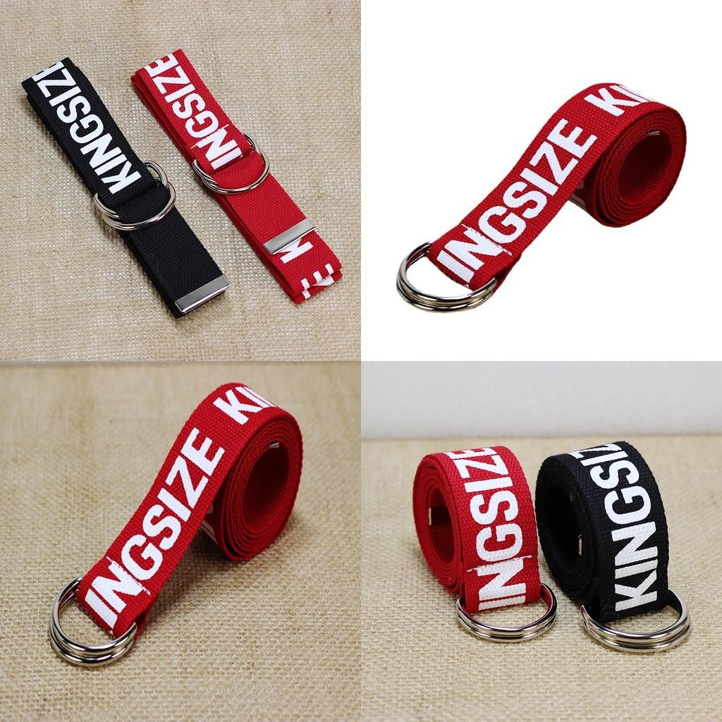 Fashionable Letter Printed Double Buckle Design Women Canvas Belt For Casual Fashion