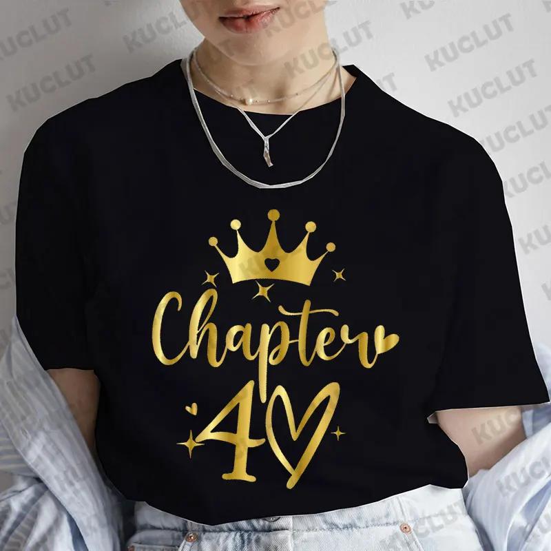 Tshirt for Women Chapter 40th Birthday Crew Party Y2k Tops Graphic 40 Birthday Squad Chapter Tshirt Summer Short Sleeve Tees