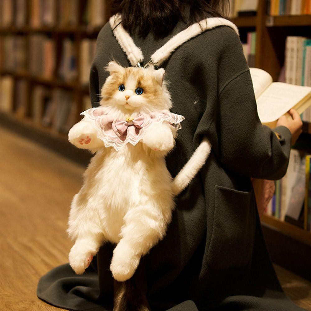 Плюшевый рюкзак для хранения в виде кота, суперреалистичные животные, плюшевая сумка, школьные сумки с изображением кота, детская сумка