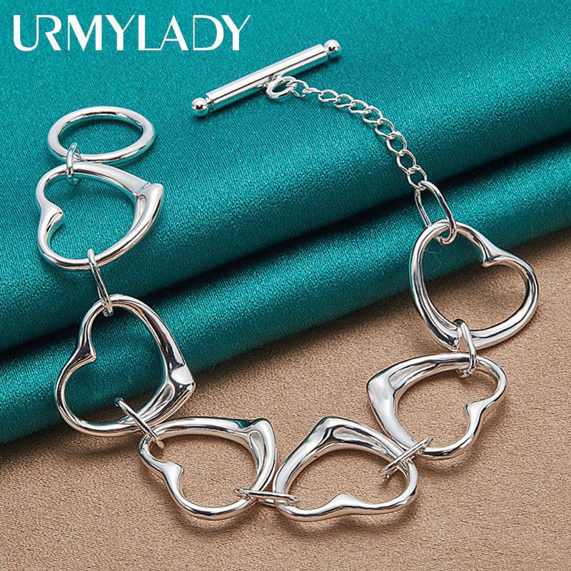 Браслет-цепочка из стерлингового серебра 925 пробы с сердцем любви, модные очаровательные ювелирные изделия