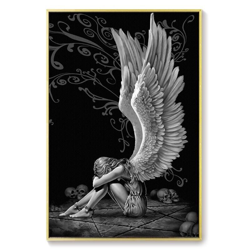 Современное искусство ангела, настенные постеры и принты, белые, красные крылья, холст, картина для гостиной, кафе, украшение для дома, картина Куадрос