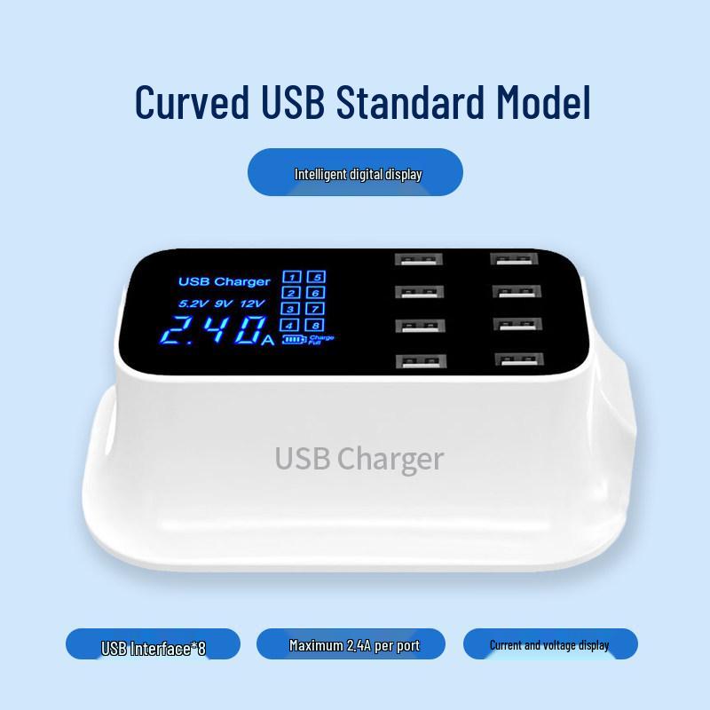 Многопортовое USB-зарядное устройство с быстрой зарядкой PD, цифровым дисплеем, 8 портами и несколькими интерфейсами