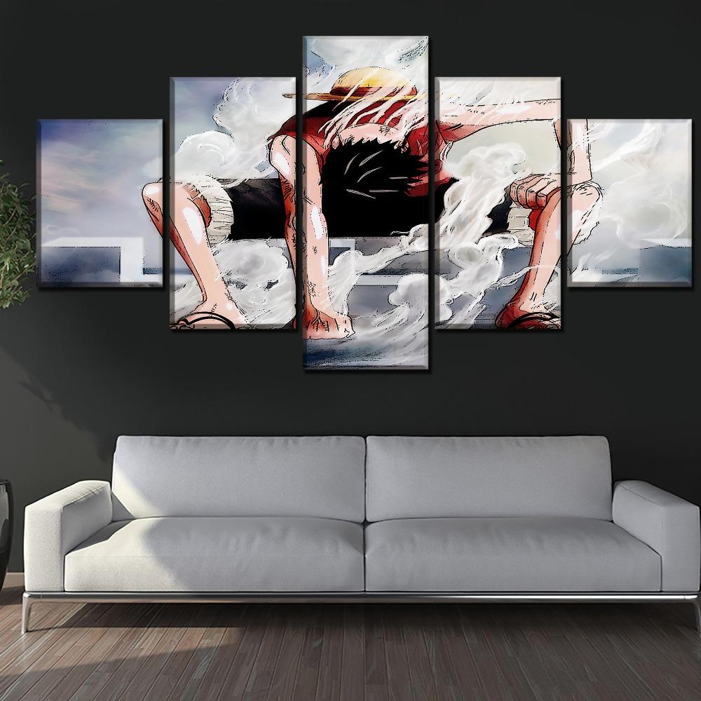 5 панелей настенное искусство холст обезьяна D. Луффи аниме постеры Декор картина живопись современные аксессуары украшение дома гостиная