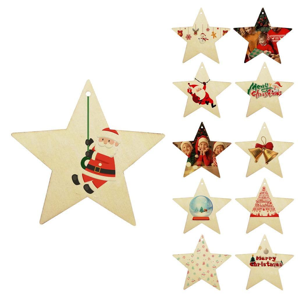 Personalized Custom Wooden Pentagram Pendant Christmas Decoration Pendant Hanging Decoration