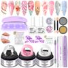 Saviland Builder Gel Lengthening Solid Builder Nail Gel Kit 3 цвета Не требующий стирания гель для наращивания с УФ-лампой Хромированная пудра Блестки для ногтей Полная 3D-скульптура
