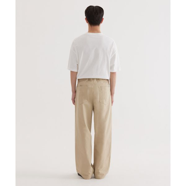 Covernat Minimalist Loose Fit Fashion Solid Color Straight Leg Casual Pants Unisex bottoms Beige CO2501PT12BE