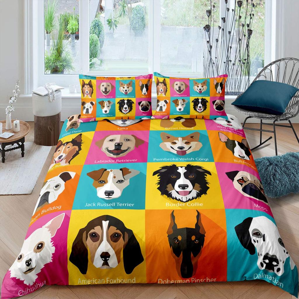 Пододеяльник с изображением мультяшного бульдога King Queen, комплект постельного белья для щенка шарпея, милый питомец, щенок, собачка, пододеяльник из полиэстера