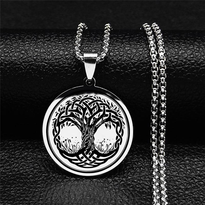 Иггдрасиль Древо жизни ожерелье из нержавеющей стали кулон компас викингов кельтское скандинавское генеалогическое древо ювелирные изделия с рунами