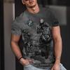 Summer Round Neck 3D Motorcycle Printed Top Fashionable Casual Short Sleeved Men's T-shirts