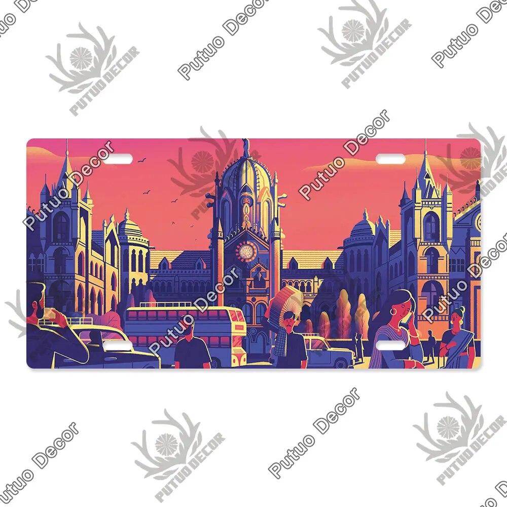 Putuo Decor Illustrations Licenses Plate Tin Sign Plaque Metal Decorative Plate for Car Living Room Door Home Wall Decor