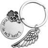 Memorial Keychains Pet Remembrance Keyring Dog Cat Paw Angel Wings Forever In My